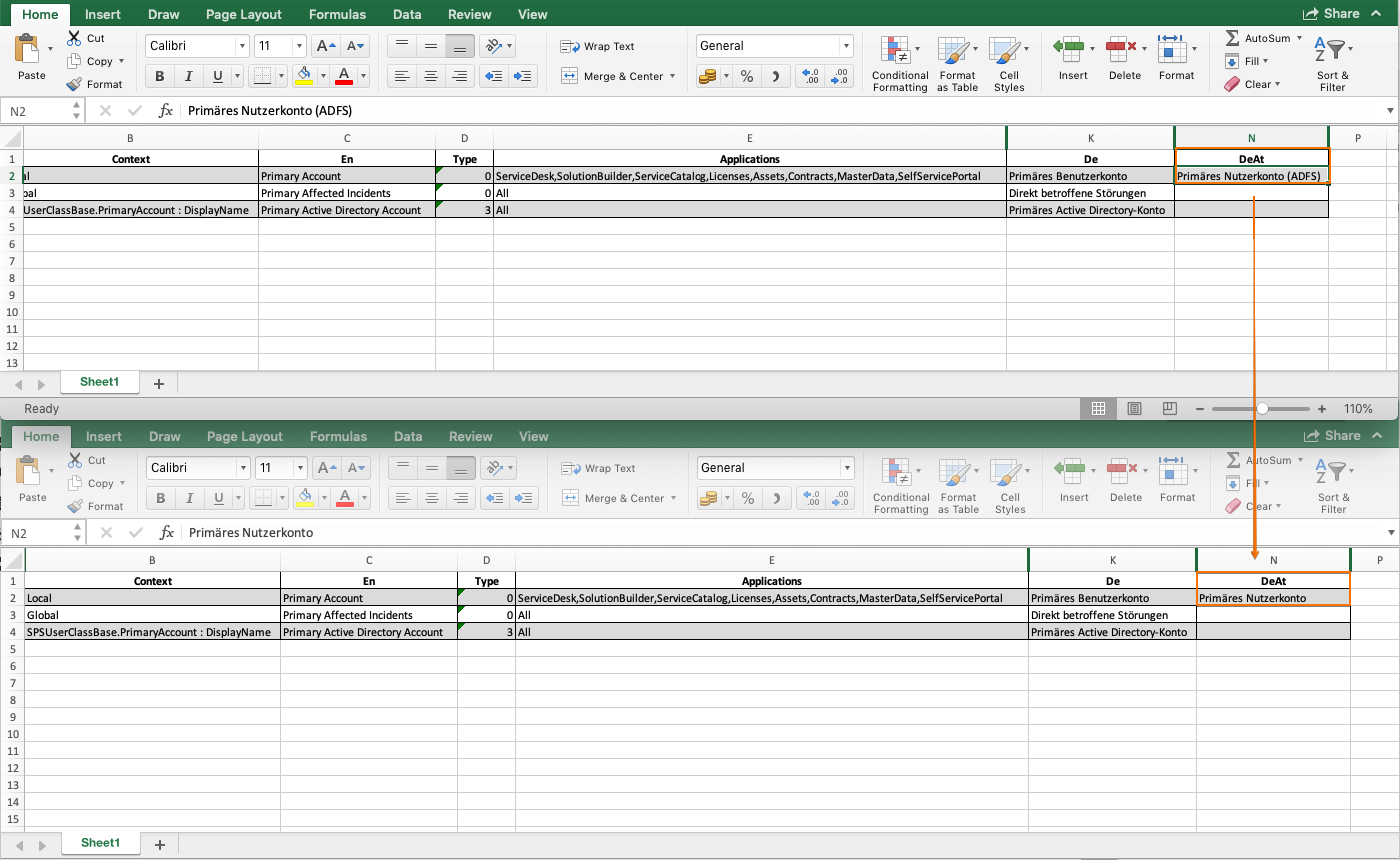 Change localization in Excel